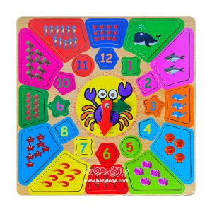 ساعت پازلی و شمارش اعداد چوبی